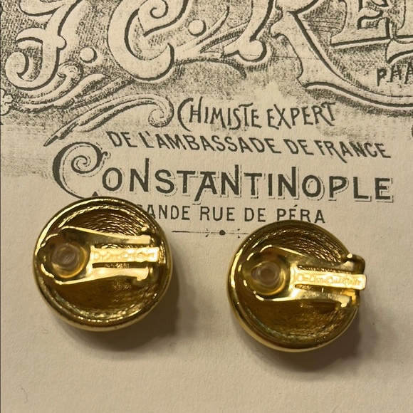 Christian Dior Gold Button Earrings - Picture 3 of 3